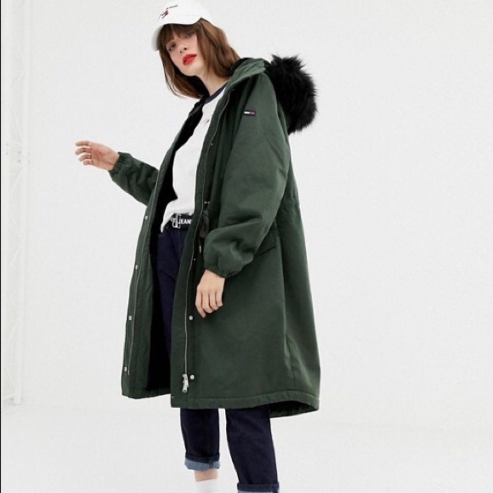 TOMMY HILFIGER KOMBU GREEN PARKA COAT NWT